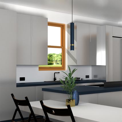 Lampa wisząca na lince JOKER 1xGU10/25W/230V niebiesko-złota