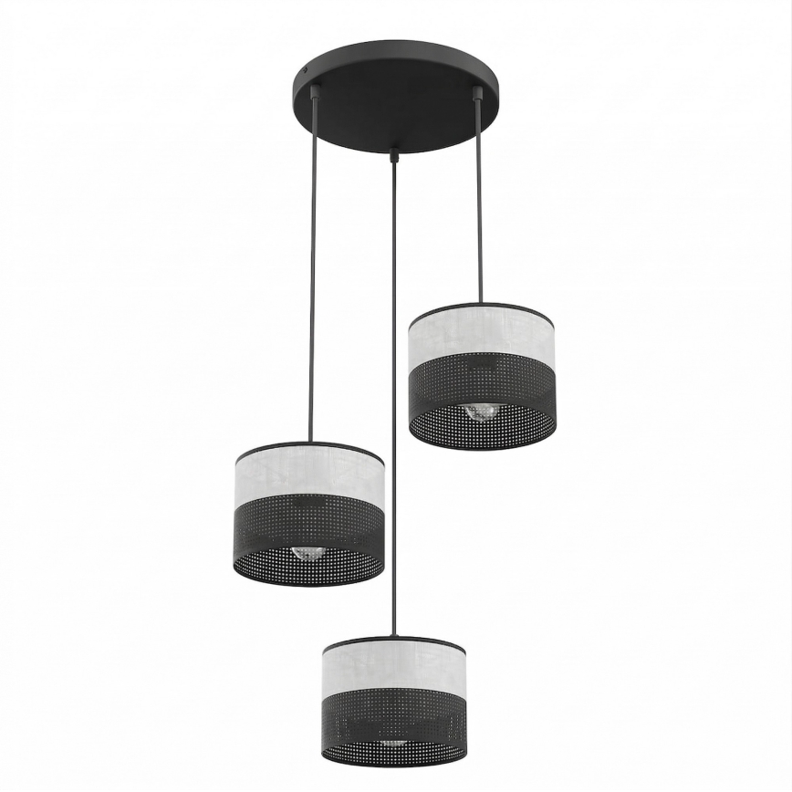 Lampa wisząca na lince KARBON 3xE27/15W/230V czarny/szary