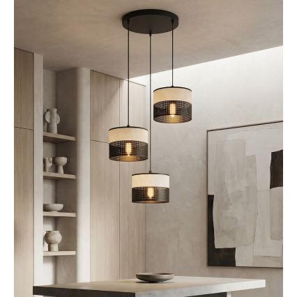 Lampa wisząca na lince KARBON 3xE27/15W/230V czarny/szary