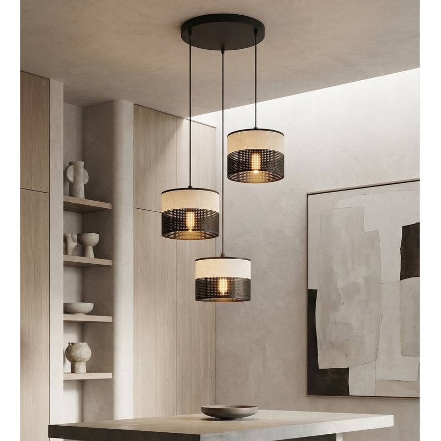 Lampa wisząca na lince KARBON 3xE27/15W/230V czarny/szary