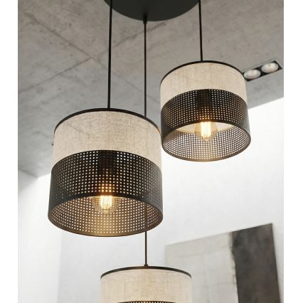 Lampa wisząca na lince KARBON 3xE27/15W/230V czarny/szary