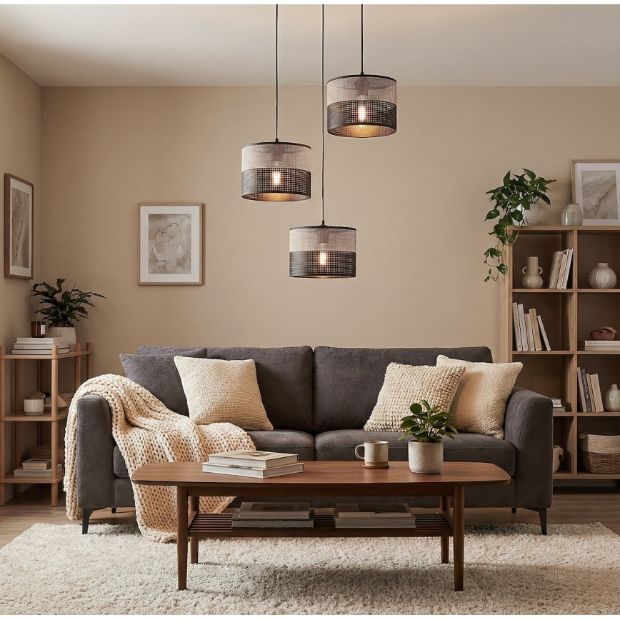 Lampa wisząca na lince KARBON 3xE27/15W/230V czarny/szary
