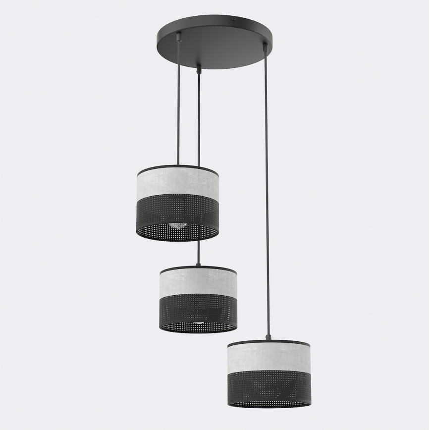 Lampa wisząca na lince KARBON 3xE27/15W/230V czarny/szary