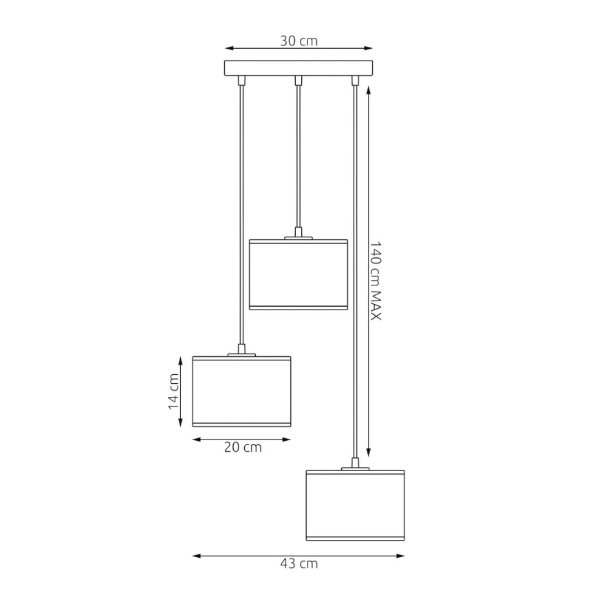 Lampa wisząca na lince KARBON 3xE27/15W/230V czarny/szary