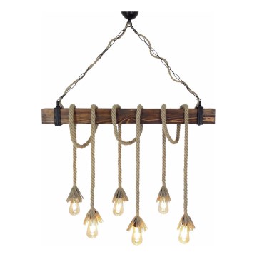 Lampa wisząca na lince KUTUK 6xE27/40W/230V sosna