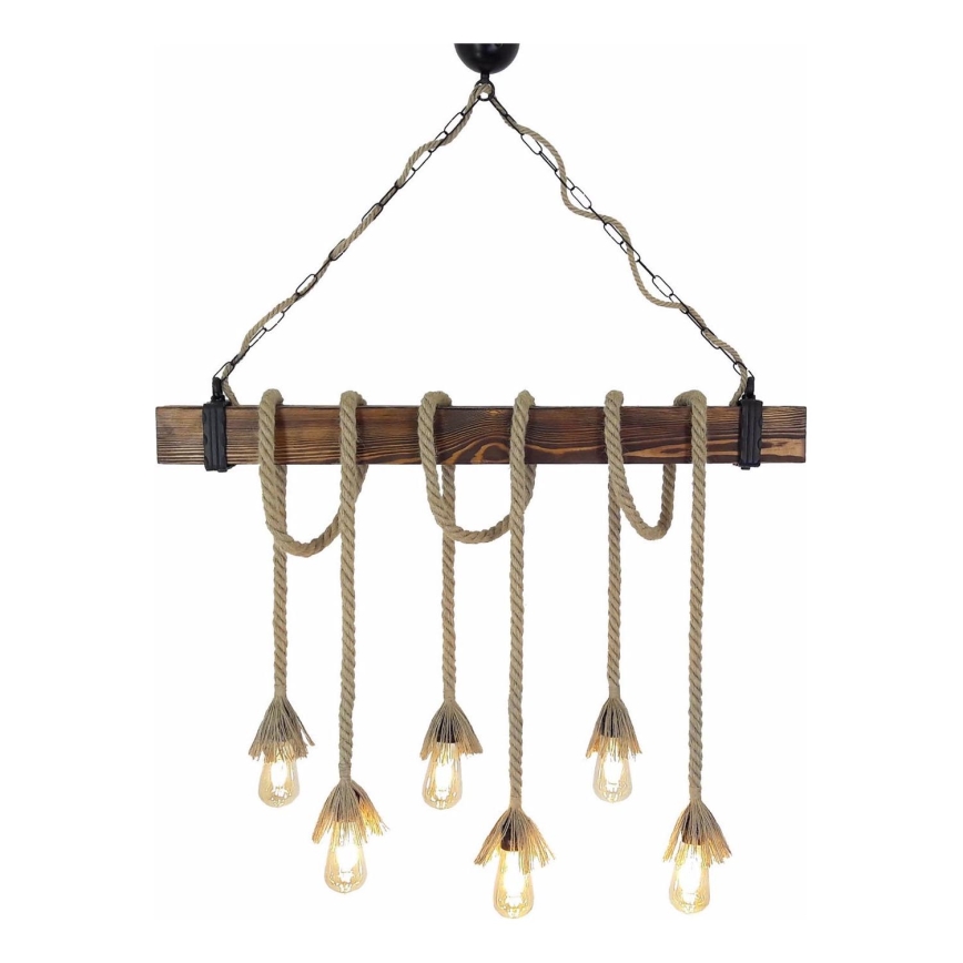 Lampa wisząca na lince KUTUK 6xE27/40W/230V sosna