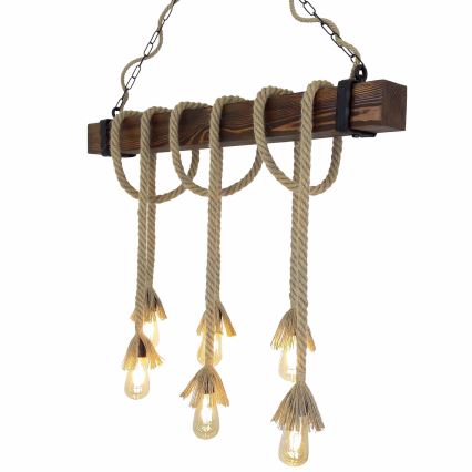Lampa wisząca na lince KUTUK 6xE27/40W/230V sosna