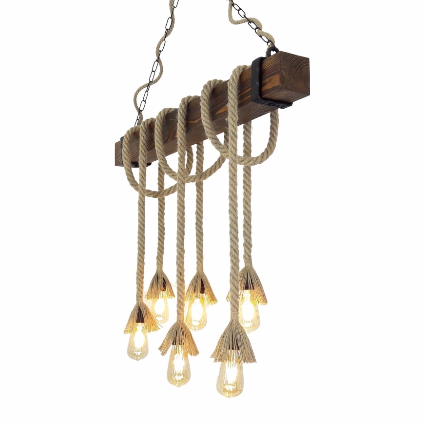 Lampa wisząca na lince KUTUK 6xE27/40W/230V sosna