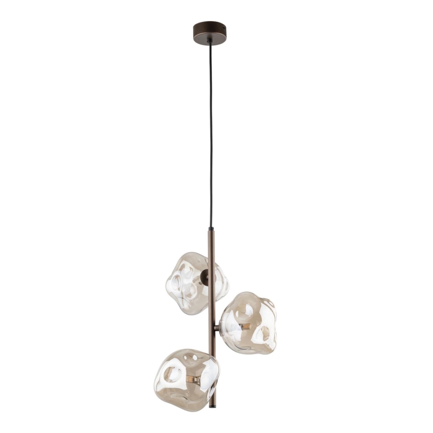 Lampa wisząca na lince LAVA 3xG9/8W/230V brązowa/przydymiony beż