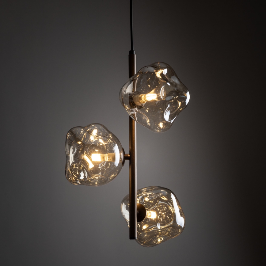 Lampa wisząca na lince LAVA 3xG9/8W/230V brązowa/przydymiony beż