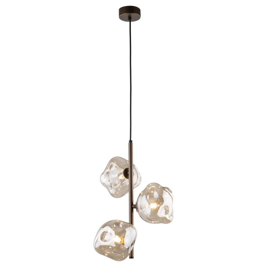 Lampa wisząca na lince LAVA 3xG9/8W/230V brązowa/przydymiony beż
