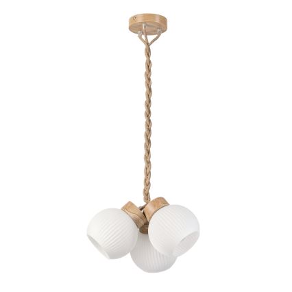 Lampa wisząca na lince LOOMIS 3xE27/15W/230V 83 cm beżowa/dąb