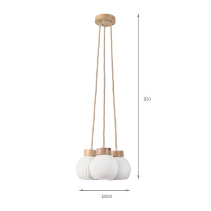Lampa wisząca na lince LOOMIS 3xE27/15W/230V 83 cm beżowa/dąb