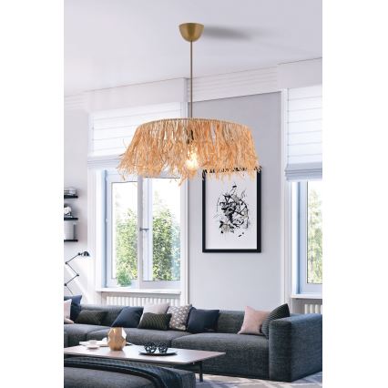 Lampa wisząca na lince MARISKA 1xE27/40W/230V, abażur z rafii