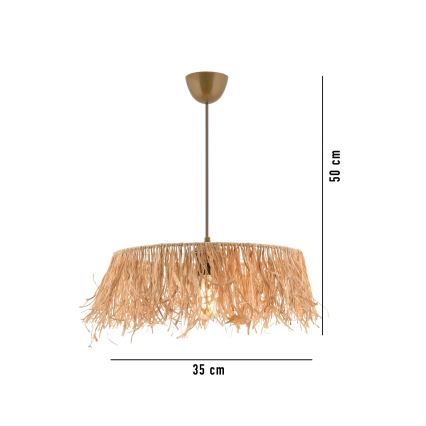 Lampa wisząca na lince MARISKA 1xE27/40W/230V, abażur z rafii