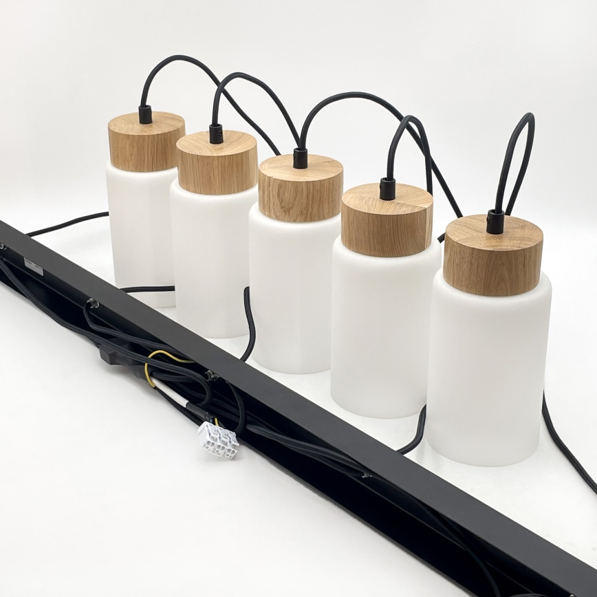 Lampa wisząca na lince MARKUS 1xE27/15W/230V czarny/dąb