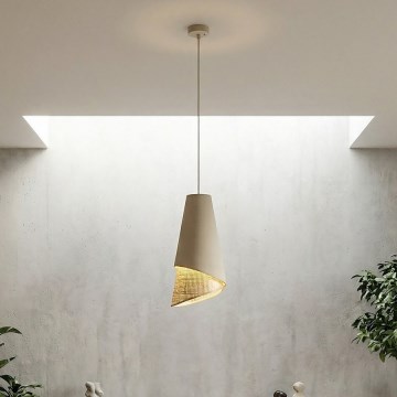 Lampa wisząca na lince MODA 1xE27/15W/230V beżowa/rattan