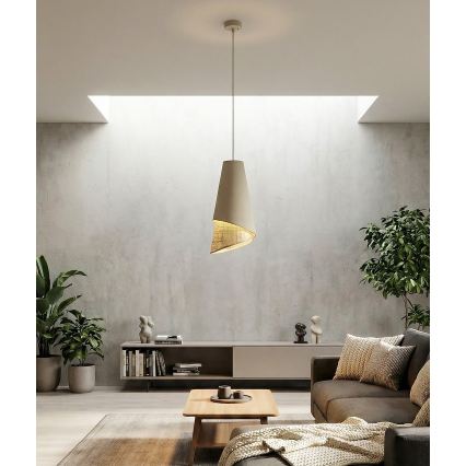 Lampa wisząca na lince MODA 1xE27/15W/230V beżowa/rattan
