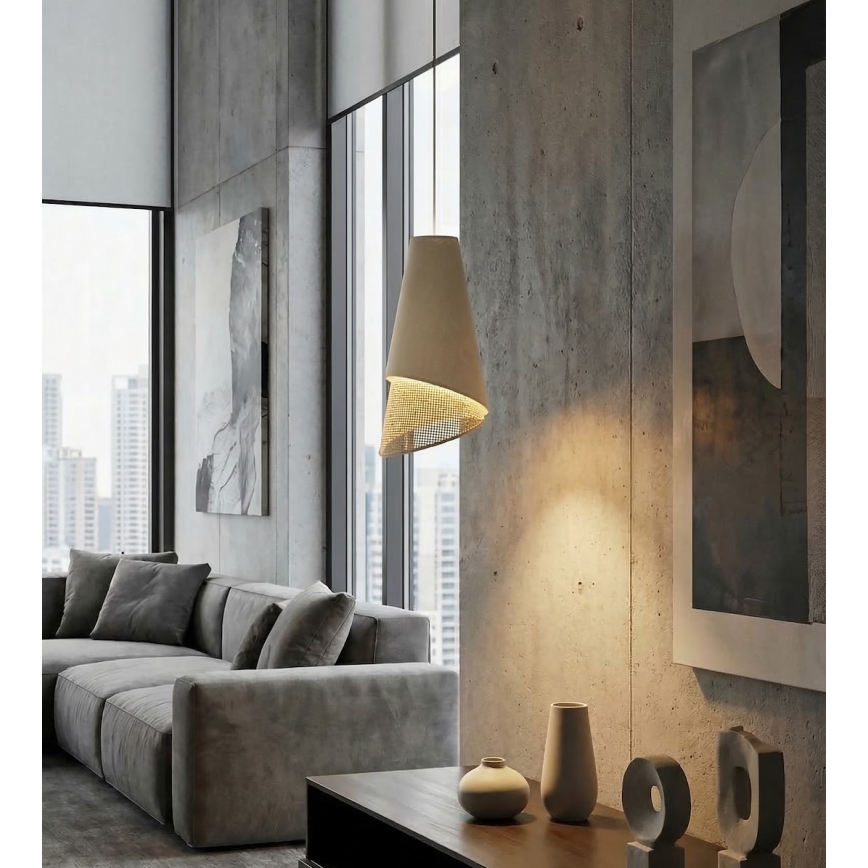 Lampa wisząca na lince MODA 1xE27/15W/230V beżowa/rattan