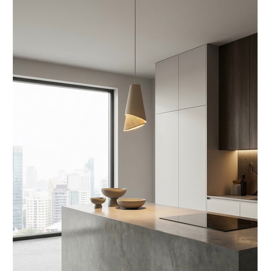 Lampa wisząca na lince MODA 1xE27/15W/230V beżowa/rattan