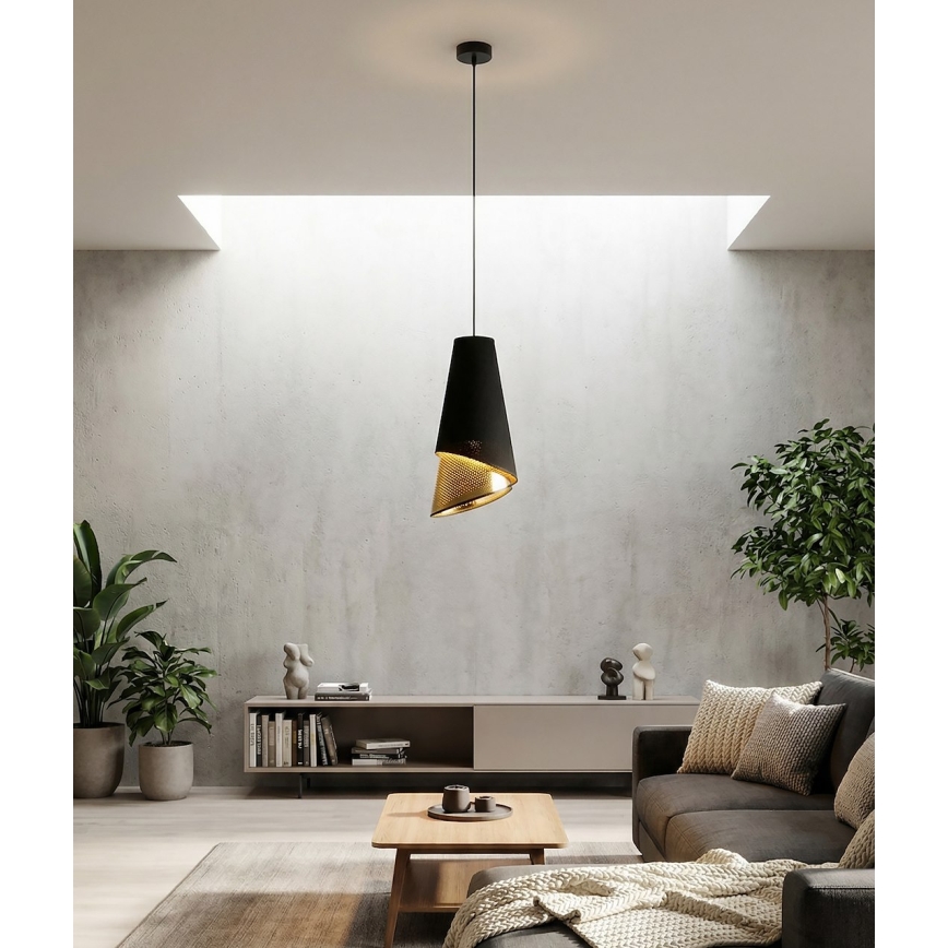 Lampa wisząca na lince MODA 1xE27/15W/230V czarna/złota