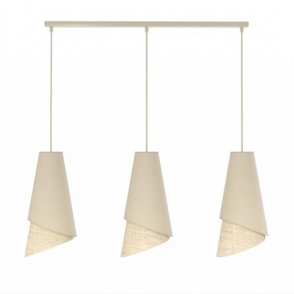 Lampa wisząca na lince MODA 3xE27/15W/230V beżowa/rattan