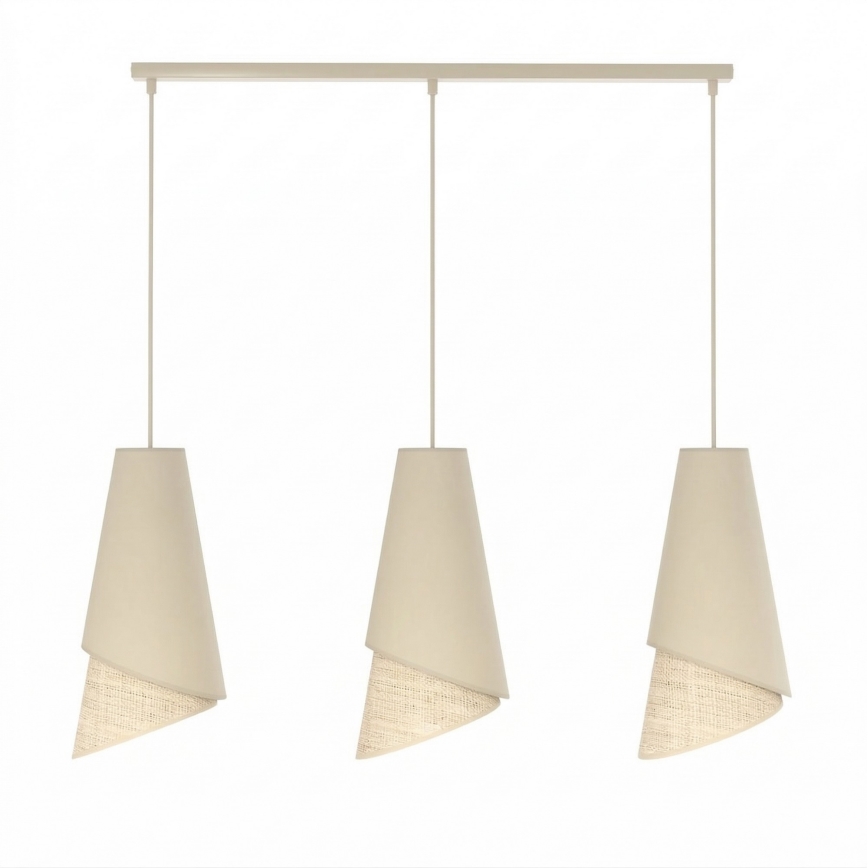 Lampa wisząca na lince MODA 3xE27/15W/230V beżowa/rattan