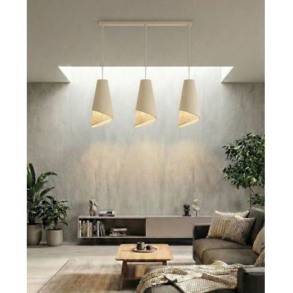 Lampa wisząca na lince MODA 3xE27/15W/230V beżowa/rattan