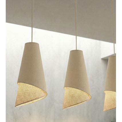 Lampa wisząca na lince MODA 3xE27/15W/230V beżowa/rattan