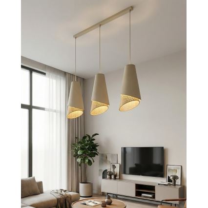 Lampa wisząca na lince MODA 3xE27/15W/230V beżowa/rattan