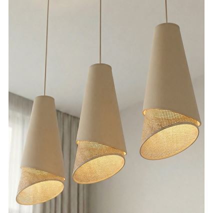 Lampa wisząca na lince MODA 3xE27/15W/230V beżowa/rattan