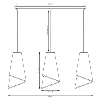 Lampa wisząca na lince MODA 3xE27/15W/230V beżowa/rattan