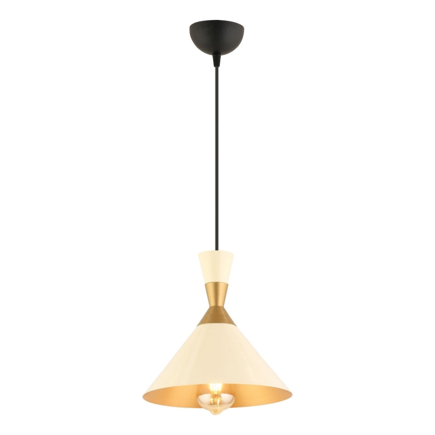 Lampa wisząca na lince MONZA 1xE27/40W/230V śr. 25 cm kremowy/złoty