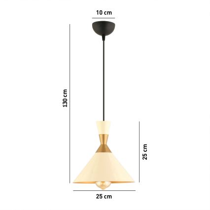 Lampa wisząca na lince MONZA 1xE27/40W/230V śr. 25 cm kremowy/złoty