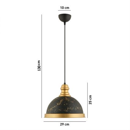 Lampa wisząca na lince MONZA 1xE27/40W/230V śr. 29 cm czarna/brązowa