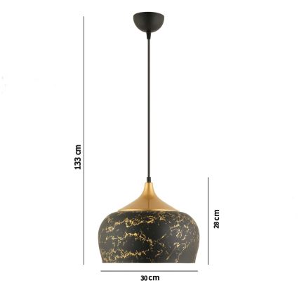 Lampa wisząca na lince MONZA 1xE27/40W/230V śr. 30 cm czarna/brązowa