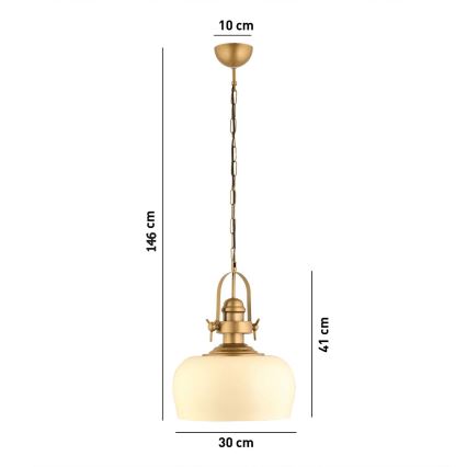 Lampa wisząca na lince MONZA 1xE27/40W/230V Ø 30 cm kremowa/brązowa