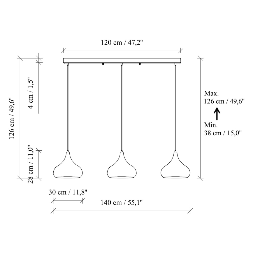 Lampa wisząca na lince MUBA 3xE27/40W/230V miedziana