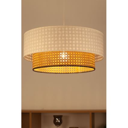 Lampa wisząca na lince NATIA 1xE27/60W/230V śr. 45 cm biało-brązowa
