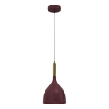 Lampa wisząca na lince NOAK 1xE27/15W/230V bordowa