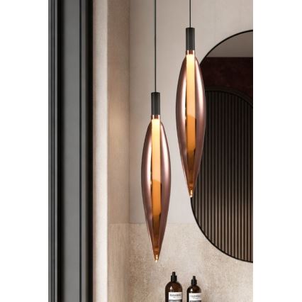 Lampa wisząca na lince NORDIC 1xG9/5W/230V czarna/miedziana