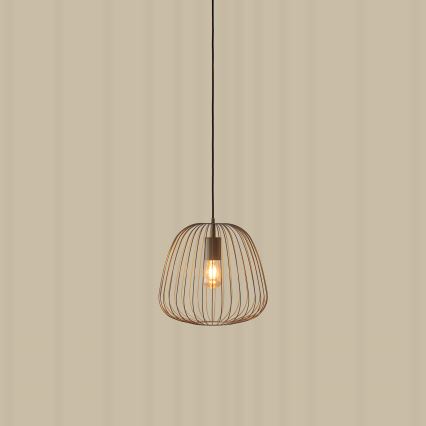 Lampa wisząca na lince OVELLA 1xE27/15W/230V, śr. 36 cm, beżowa