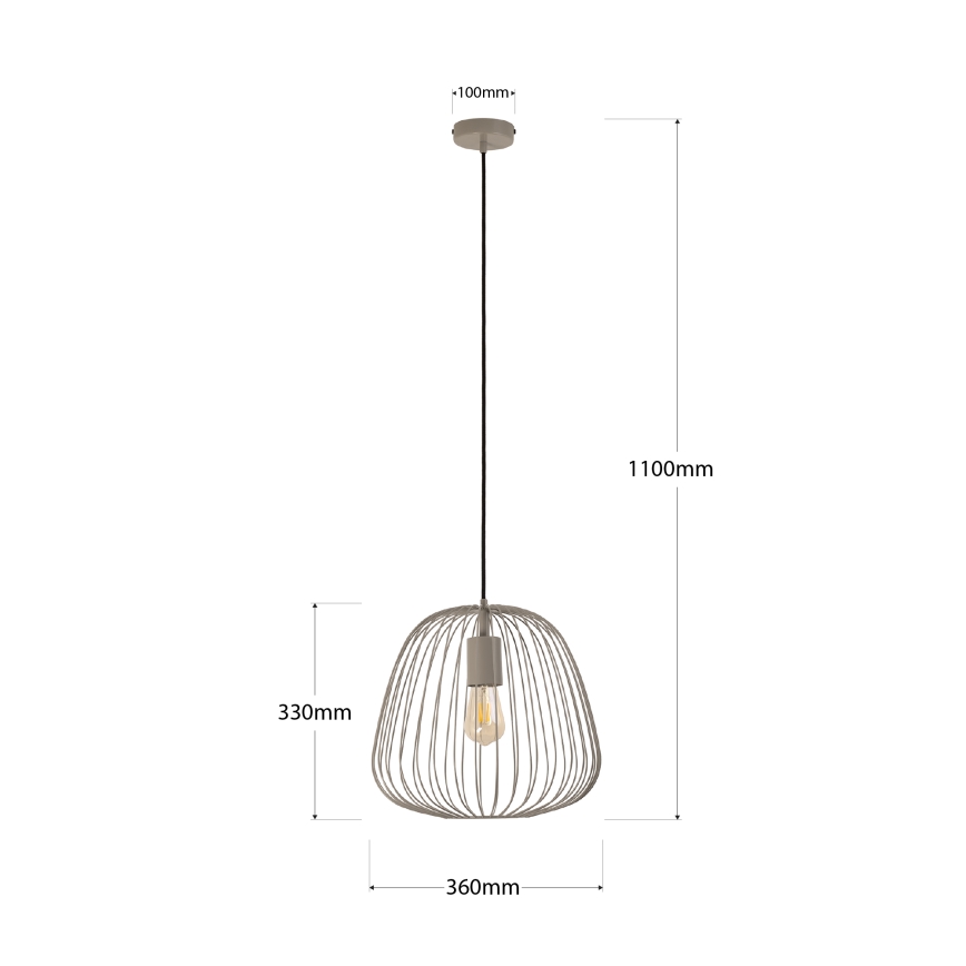 Lampa wisząca na lince OVELLA 1xE27/15W/230V, śr. 36 cm, beżowa