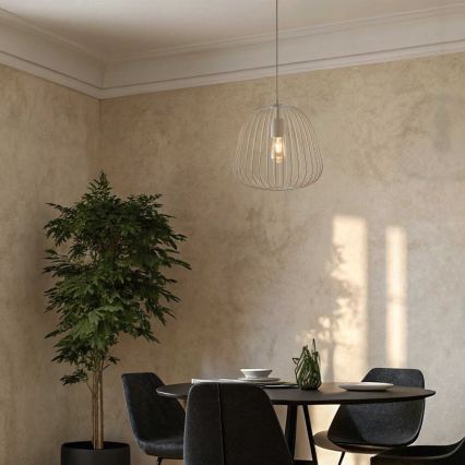 Lampa wisząca na lince OVELLA 1xE27/15W/230V, śr. 36 cm, kremowa