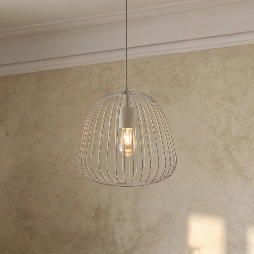 Lampa wisząca na lince OVELLA 1xE27/15W/230V, śr. 36 cm, kremowa