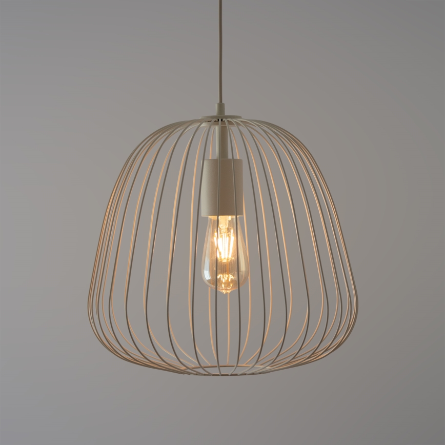 Lampa wisząca na lince OVELLA 1xE27/15W/230V, śr. 36 cm, kremowa