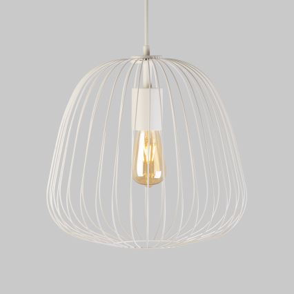 Lampa wisząca na lince OVELLA 1xE27/15W/230V, śr. 36 cm, kremowa