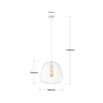 Lampa wisząca na lince OVELLA 1xE27/15W/230V, śr. 36 cm, kremowa