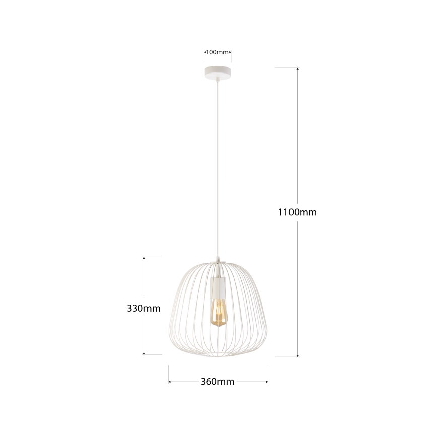 Lampa wisząca na lince OVELLA 1xE27/15W/230V, śr. 36 cm, kremowa