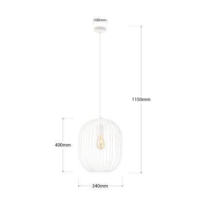 Lampa wisząca na lince OVELLA 1xE27/15W/230V Ø 34 cm kremowa